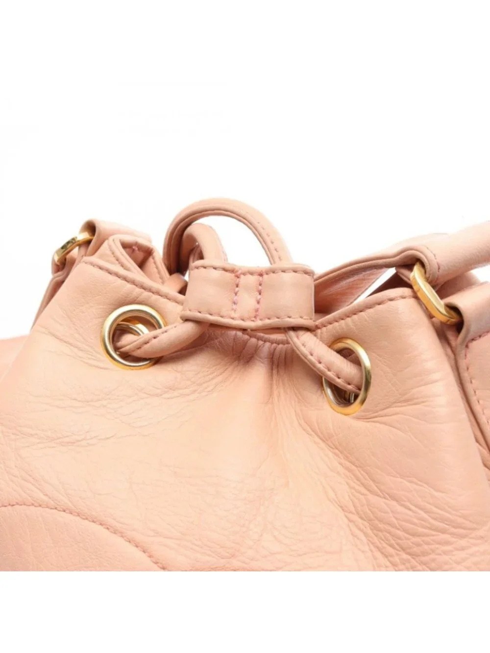 Chanel Shoulder Bag CC Logo Drawstring Light Pink Lambskin CC